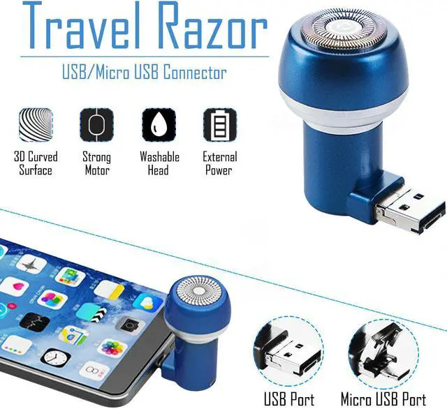 Main image of Electric Shaver Portable Travel Razor Mini Beard Mustache Shaver Trimmer Hair Removal Mirco USB / USB For Android Smart Phones With OTG No Need Charge