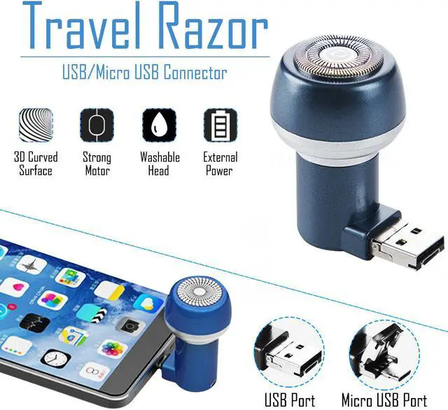Main image of Electric Shaver Portable Travel Razor Mini Beard Mustache Shaver Trimmer Hair Removal Mirco USB / USB For Android Smart Phones With OTG No Need Charge