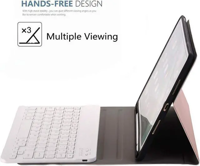 Alt view image 3 of 7 - Werleo iPad Pro 10.5 Keyboard Case with Pencil Holder for iPad Pro 10.5 inch A1701 / A1709 Smart Stand PU Leather Case with Detachable Wireless Bluetooth Keyboard Auto Sleep Sleep Protective Cover