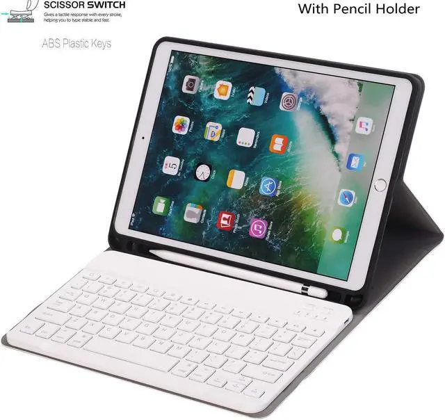 Alt view image 4 of 7 - Werleo iPad Pro 10.5 Keyboard Case with Pencil Holder for iPad Pro 10.5 inch A1701 / A1709 Smart Stand PU Leather Case with Detachable Wireless Bluetooth Keyboard Auto Sleep Sleep Protective Cover