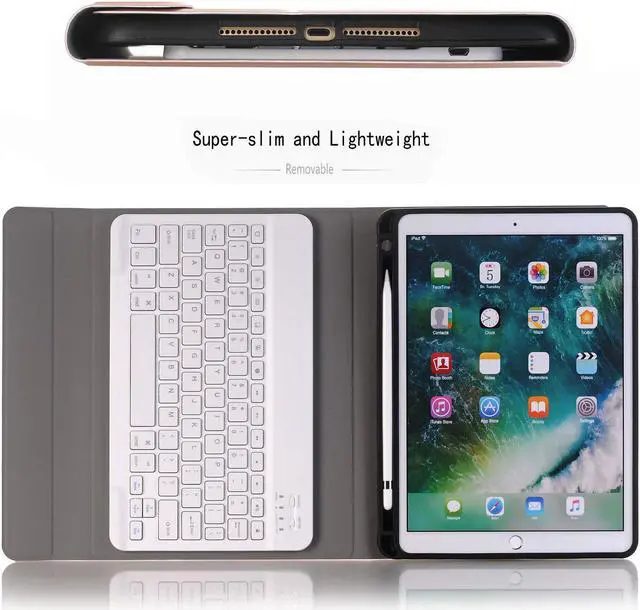 Alt view image 6 of 7 - Werleo iPad Pro 10.5 Keyboard Case with Pencil Holder for iPad Pro 10.5 inch A1701 / A1709 Smart Stand PU Leather Case with Detachable Wireless Bluetooth Keyboard Auto Sleep Sleep Protective Cover