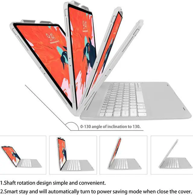 Alt view image 5 of 7 - iPad Pro 12.9 Keyboard Case 2018 3rd Gen Werleo Protective Ultra Slim Hard Shell Folio Stand Smart Cover with Multicolor Backlit Wireless Bluetooth Keyboard for iPad Pro 12.9 2018