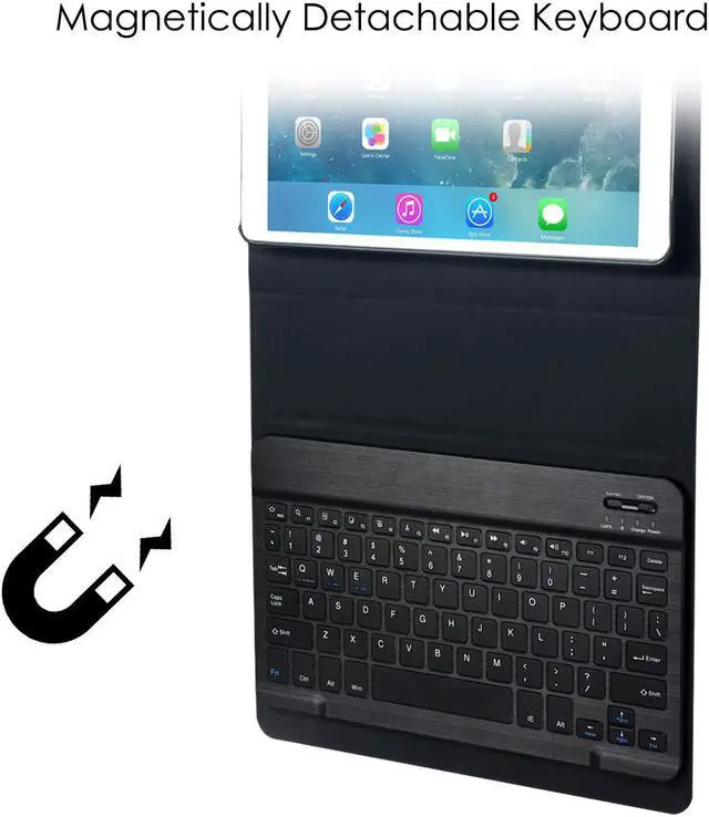 Alt view image 5 of 7 - Werleo Keyboard Case for Apple iPad 2 3 4 Folding Leather Folio Cover with Removable Bluetooth Keyboard for iPad 2 iPad 3 iPad 4 Tablet Black