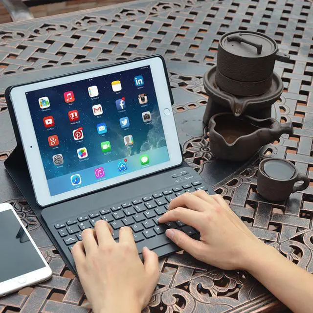 Alt view image 7 of 7 - Werleo Keyboard Case for Apple iPad 2 3 4 Folding Leather Folio Cover with Removable Bluetooth Keyboard for iPad 2 iPad 3 iPad 4 Tablet Black