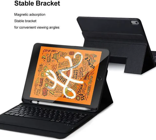 Alt view image 4 of 7 - Werleo iPad Mini 5 Keyboard Mini 5th Gen 2019 Tablet Keyboard Case Sleep / Wake Smart Cover Charge Support Pencil Slot Holder PU Folio Stand Wireless Bluetooth Keyboard for iPad Mini 5 7.9" - Black