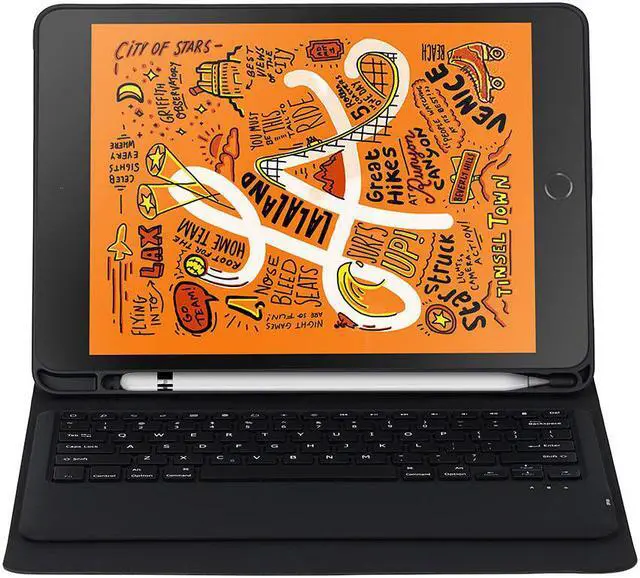 Alt view image 7 of 7 - Werleo iPad Mini 5 Keyboard Mini 5th Gen 2019 Tablet Keyboard Case Sleep / Wake Smart Cover Charge Support Pencil Slot Holder PU Folio Stand Wireless Bluetooth Keyboard for iPad Mini 5 7.9" - Black
