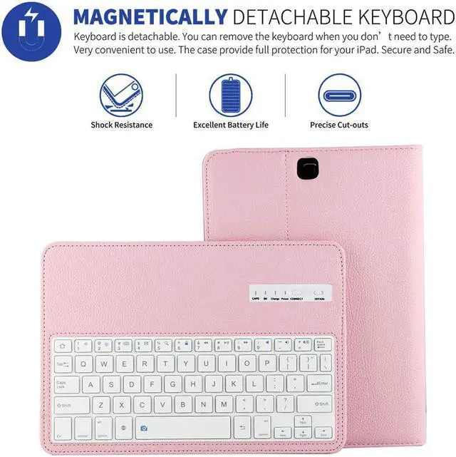 Alt view image 2 of 6 - Keyboard Case for Samsung Galaxy Tab S2 9.7 SM-T810 / T815 / T813 Detachable Magnetic Removable Wireless Bluetooth Smart Keyboard Cover Protective Stand Book Folio Slim Fit PU Leather