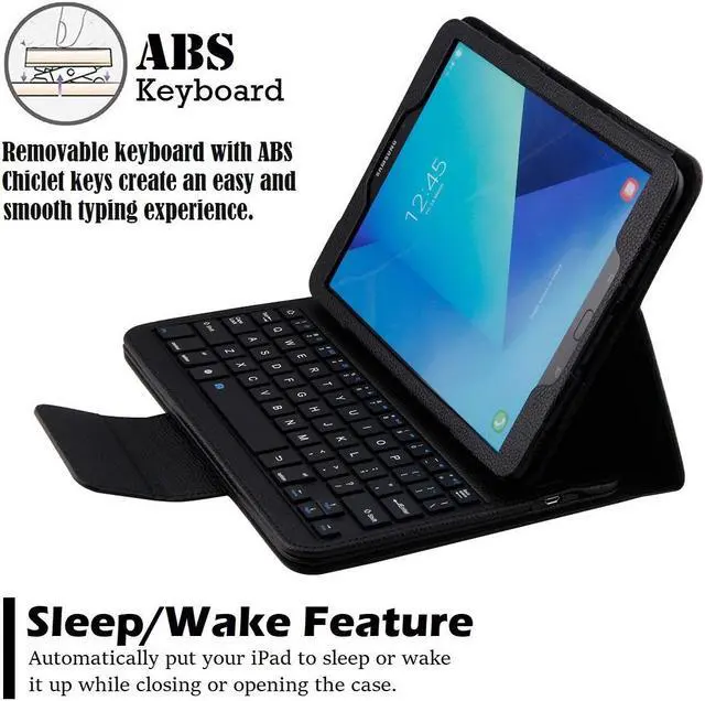 Alt view image 3 of 7 - Samsung Galaxy Tab S3 9.7 Keyboard Case Slim Separable Fit PU Leather Case Cover with Wireless Bluetooth Keyboard for Samsung Galaxy Tab S3 9.7 Inch SM-T820 T825