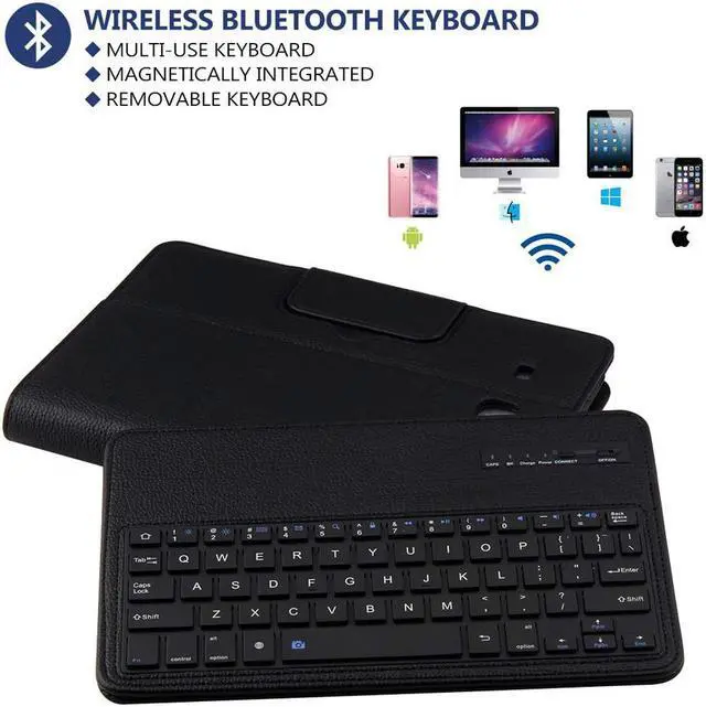 Alt view image 3 of 5 - Detachable Keyboard Case for Samsung Galaxy Tab E SM-T560 9.6 Tablet Slim Leather Magnetic Removable Wireless Bluetooth Keyboard Smart Cover Protective Stand Book Folio Multiple Angle