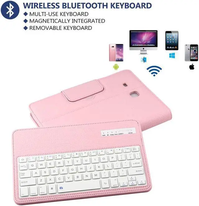 Alt view image 3 of 4 - Detachable Keyboard Case for Samsung Galaxy Tab E SM-T560 9.6 Tablet Slim Leather Magnetic Removable Wireless Bluetooth Keyboard Smart Cover Protective Stand Book Folio Multiple Angle