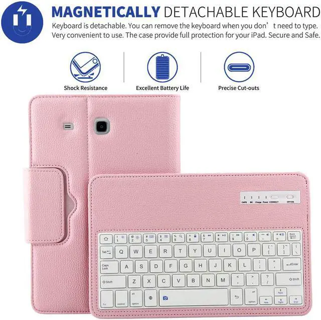 Main image of Detachable Keyboard Case for Samsung Galaxy Tab E SM-T560 9.6 Tablet Slim Leather Magnetic Removable Wireless Bluetooth Keyboard Smart Cover Protective Stand Book Folio Multiple Angle