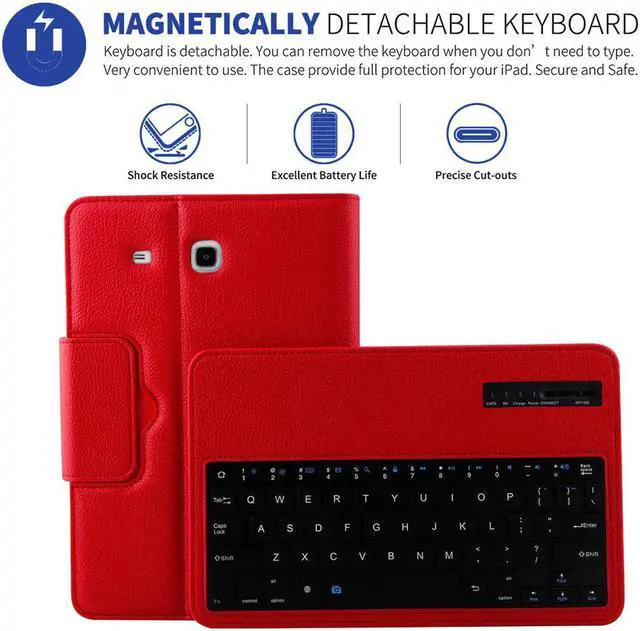 Alt view image 2 of 5 - Detachable Keyboard Case for Samsung Galaxy Tab E SM-T560 9.6 Tablet Slim Leather Magnetic Removable Wireless Bluetooth Keyboard Smart Cover Protective Stand Book Folio Multiple Angle