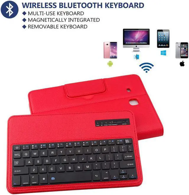Alt view image 5 of 5 - Detachable Keyboard Case for Samsung Galaxy Tab E SM-T560 9.6 Tablet Slim Leather Magnetic Removable Wireless Bluetooth Keyboard Smart Cover Protective Stand Book Folio Multiple Angle