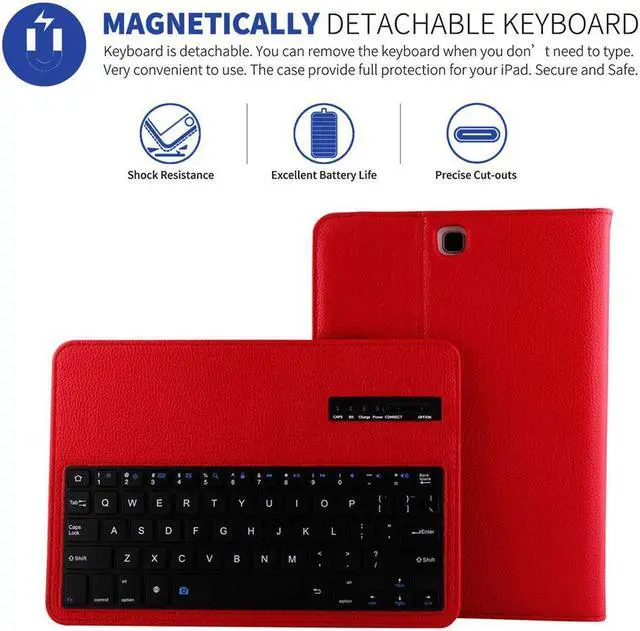Alt view image 4 of 6 - Keyboard Case for Samsung Galaxy Tab A 9.7 SM-T550 / T555 Detachable Magnetic Removable Wireless Bluetooth Keyboard Cover Auto Sleep Wake with Stand Folio Slim Fit Premium PU Leather Case