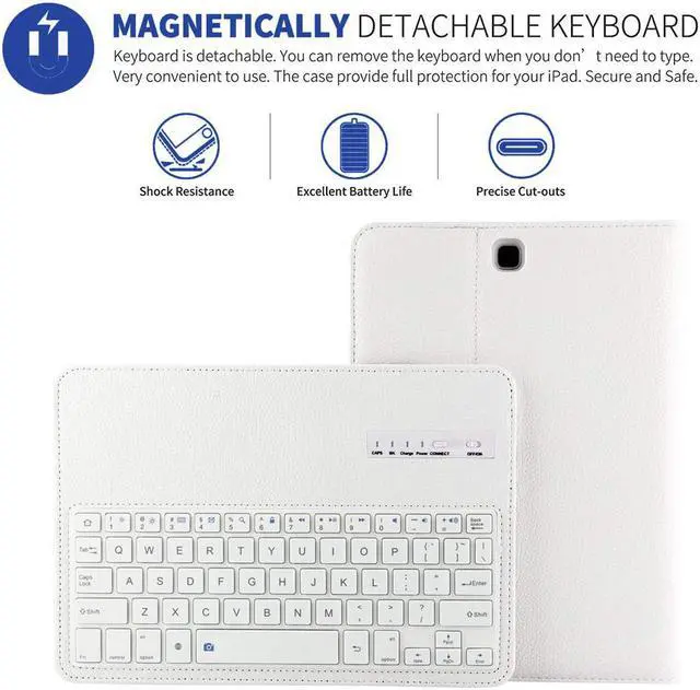 Alt view image 4 of 6 - Keyboard Case for Samsung Galaxy Tab A 9.7 SM-T550 / T555 Detachable Magnetic Removable Wireless Bluetooth Keyboard Cover Auto Sleep Wake with Stand Folio Slim Fit Premium PU Leather Case