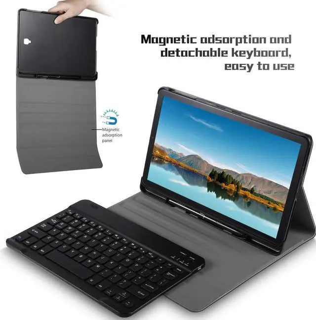 Alt view image 4 of 7 - Samsung Galaxy Tab A 10.1 2019 Keyboard Case with 7 Color Backlights Ultra Thin PU Leather Slim Folio Stand Cover Removable Wireless Bluetooth Backlit Keyboard Case for Galaxy Tab A 10.1 SM-T510 T515