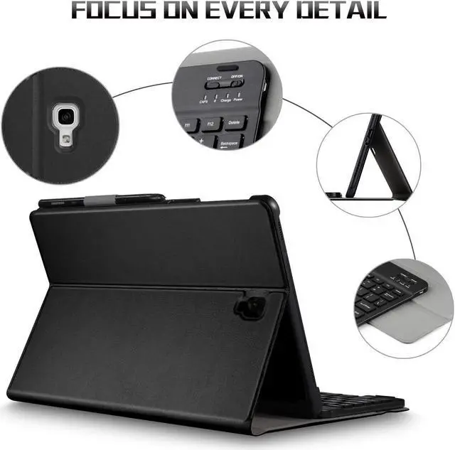 Alt view image 6 of 7 - Samsung Galaxy Tab A 10.5 Keyboard Case - 2018 Model SM-T590 / T595 / T597 - Slim PU Leather Cover  - Removable Bluetooth Wireless Keyboard - Ultra Thin & Light - S Pen Holder