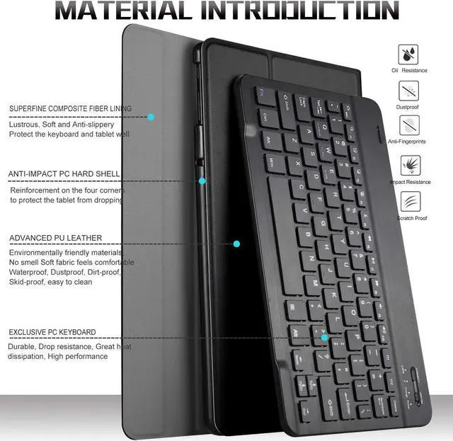 Alt view image 6 of 7 - Samsung Galaxy Tab S5e 2019 Case with Keyboard 7 Colors Backlight Ultra Thin PU Leather Slim Folio Stand Cover Removable Wireless Bluetooth Backlit Keyboard Case for Galaxy Tab S5e T720 T725 10.5 inch