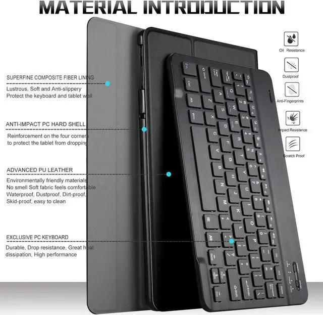 Alt view image 6 of 7 - Samsung Galaxy Tab S5e 2019 Case with Keyboard 7 Colors Backlight Ultra Thin PU Leather Slim Folio Stand Cover Removable Wireless Bluetooth Backlit Keyboard Case for Galaxy Tab S5e T720 T725 10.5 inch