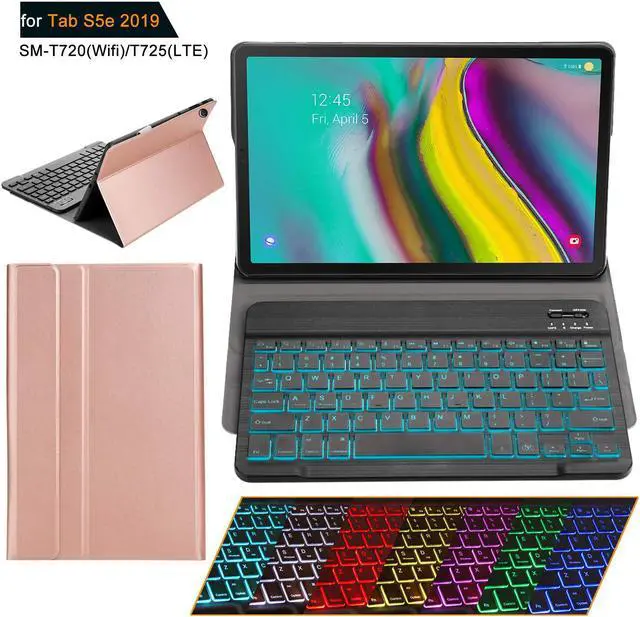 Main image of Samsung Galaxy Tab S5e 2019 Case with Keyboard 7 Colors Backlight Ultra Thin PU Leather Slim Folio Stand Cover Removable Wireless Bluetooth Backlit Keyboard Case for Galaxy Tab S5e T720 T725 10.5 inch