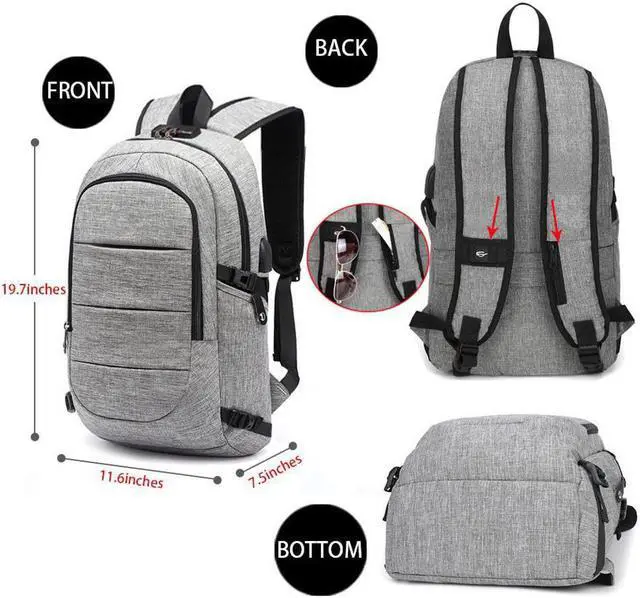Alt view image 4 of 5 - Werleo Laptop Backpack Business Anti Theft Waterproof Travel Backpack with USB Charging Port & Headphone Interface for College Student for Women Men Fits Under 15.6 Inch Laptop Notebook