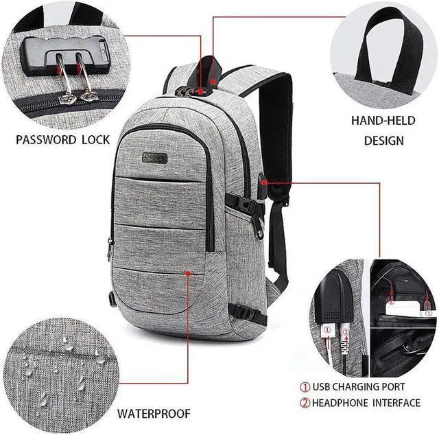 Alt view image 2 of 5 - Werleo Laptop Backpack Business Anti Theft Waterproof Travel Backpack with USB Charging Port & Headphone Interface for College Student for Women Men Fits Under 15.6 Inch Laptop Notebook
