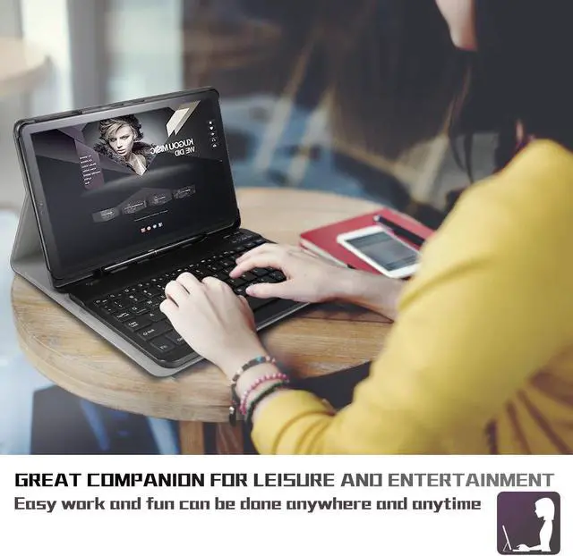 Alt view image 7 of 7 - Samsung Galaxy Tab A 10.1 T580 T585 T587 Keyboard Case [2016 No S Pen Version] with Magnetically Detachable Wireless Bluetooth Keyboard Ultra-Thin Lightweight PU Leather Folio Stand Cover