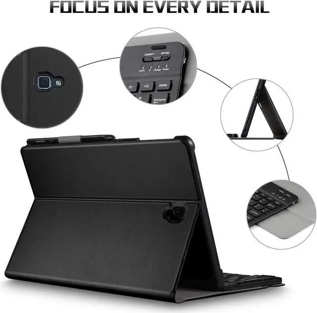 Alt view image 3 of 7 - Samsung Galaxy Tab A 10.1 T580 T585 T587 Keyboard Case [2016 No S Pen Version] with Magnetically Detachable Wireless Bluetooth Keyboard Ultra-Thin Lightweight PU Leather Folio Stand Cover