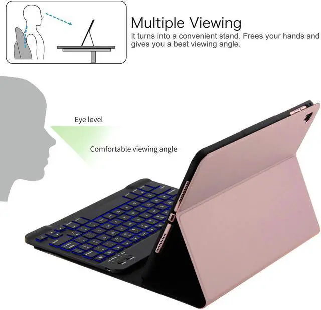 Alt view image 3 of 7 - iPad 2 iPad 3 iPad 4 Keyboard Case with Backlight Thin Lightweight PU Leather Removable Wireless Bluetooth Backlit Keyboard Slim Folio Cover Soft Protection for Apple iPad 2nd 3rd 4th Generation