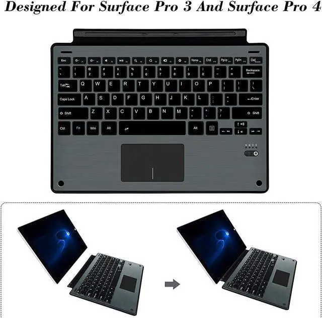 Alt view image 7 of 7 - Surface Pro 7 / Pro 6 / Surface Pro 5 / Pro 4 / Pro 3 Type Cover Werleo Ultra-Slim Wireless Bluetooth Keyboard with Trackpad Surface Keyboard Built-in Rechargeable Battery