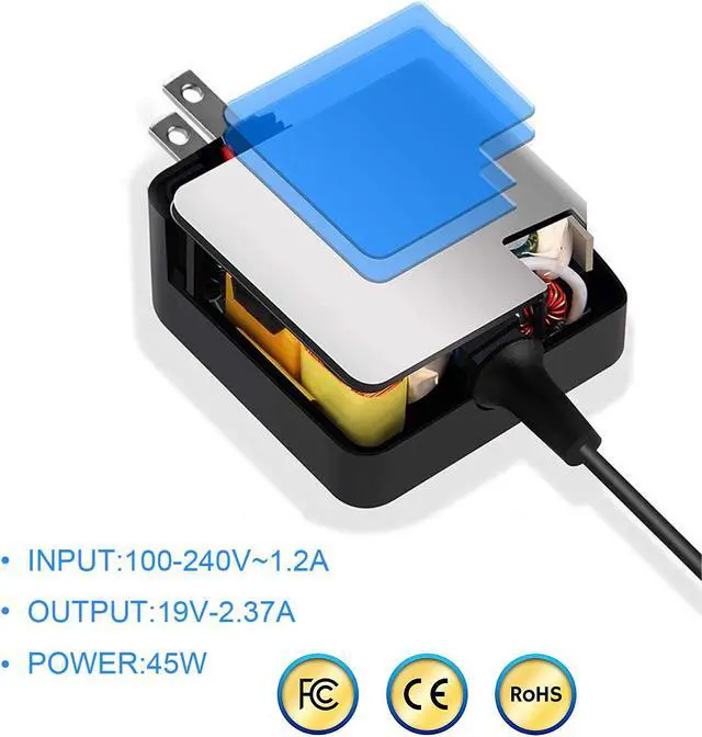 Alt view image 5 of 7 - 19V 2.37A 45W Laptop AC Adapter Charger Compatible with Asus Zenbook X540L UX305 UX21A UX32A Series Taichi 21 31 Asus Transformer Book Flip T300LA TP300LA Fits ADP-45AW A Power Supply Cord 4.0x1.35mm