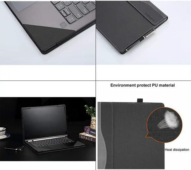 Alt view image 7 of 7 - Hp Spectre X360 15.6 inch Case PU Leather Folio Stand Hard Cover Compatible for Hp Spectre x360 15t touch / 15-CH011 / 15-BL000 Series 15.6" 2 in 1 Laptop Sleeve (NOT FIT 15-AP000 Series)