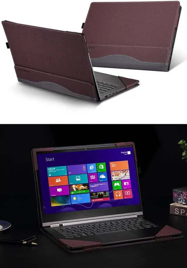 Alt view image 6 of 6 - Protective Case for Lenovo Yoga C930 / Yoga 920 / Yoga 910 13.9 Inch Hard Tablet Case Shell PU Leather Folio Stand Cover for Lenovo Yoga 7 Pro / 6 Pro / Yoga 5 Pro 13.9" Laptop Cover