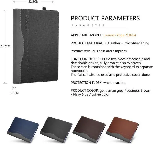 Alt view image 7 of 7 - High Quality Laptop Case For Lenovo Yoga 710-14 PU Leather Protective Sleeve Cover For Lenovo Yoga 710 14 inch Notebook