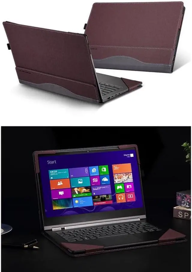Alt view image 7 of 7 - Protective Case for Lenovo Yoga 900 13.9 Inch Hard Laptop Case Shell PU Leather Folio Stand Cover for Lenovo Yoga 4 Pro 13.9" Laptop Cover