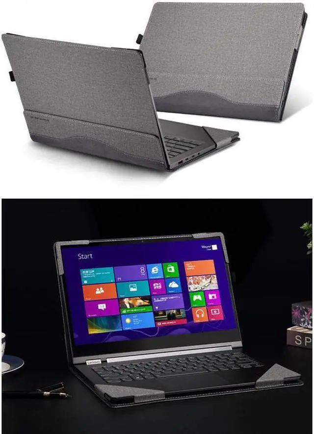 Alt view image 7 of 7 - Protective Case for Lenovo Yoga 900 13.9 Inch Hard Laptop Case Shell PU Leather Folio Stand Cover for Lenovo Yoga 4 Pro 13.9" Laptop Cover