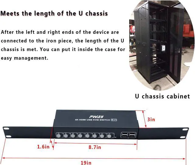 Alt view image 5 of 7 - Werleo KVM Switch HDMI 8 Port with 4K Ultra HD 1080P 3D Supports Windows 2000 / XP  /Vista Linux and Mac for PC Monitor Keyboard Mouse DVR NVR