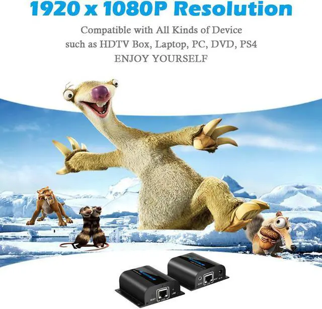 Alt view image 4 of 7 - Werleo 2 Outputs HDMI Extender 60m HDMI Splitter Repeater with IR Remote Control Over Single Cat5 Cat6 Cat6a Cat7 Ethernet Cable Support 1080p - HDMI Transmitter Receiver Set