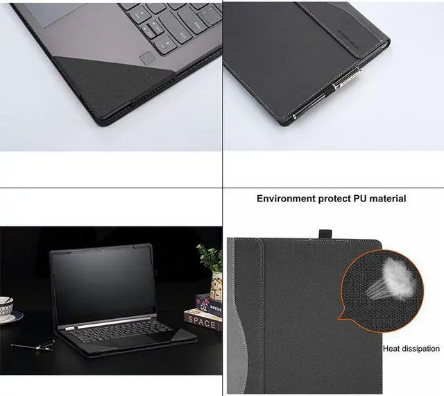 Alt view image 3 of 7 - for Hp Spectre X360 13.3 Inch Case PU Leather Folio Stand Cover Protective Hard Cover for Hp Spectre x360 13.3 2 in 1 Laptop Sleeve