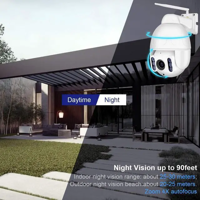 Alt view image 6 of 7 - Werleo Mini 1080P Outdoor WiFi Security Camera 4X Optical PTZ Auto Focus 30m Night Vision 150° Viewing Angle External SD Card Slot IP65 Weatherproof