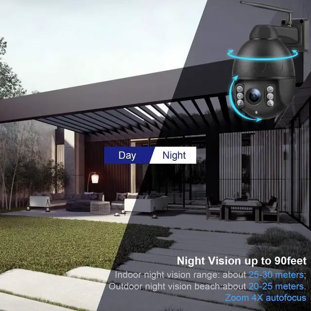Alt view image 2 of 7 - Werleo Mini 1080P Outdoor WiFi Security Camera 4X Optical PTZ Auto Focus 30m Night Vision 150° Viewing Angle External SD Card Slot IP65 Weatherproof