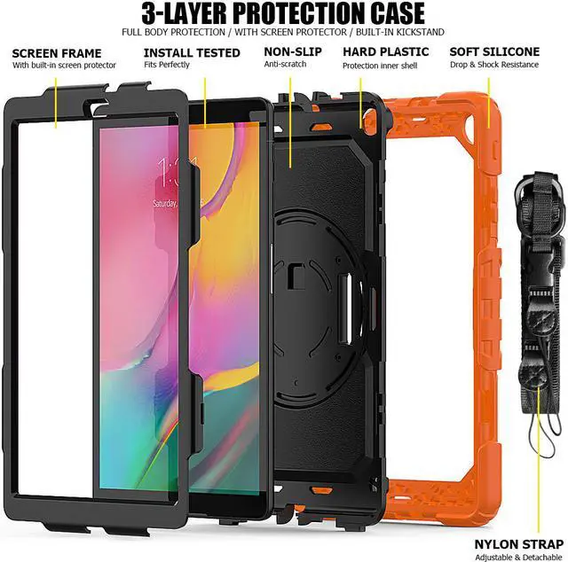 Alt view image 7 of 7 - Werleo Samsung Galaxy Tab A 10.1 Case with 360 Rotating Stand Shoulder Strap Heavy Duty Full-Body Shockproof Protective Cover with Pencil Holder & Screen Protector for Galaxy Tab A 10.1 SM-T510 T515