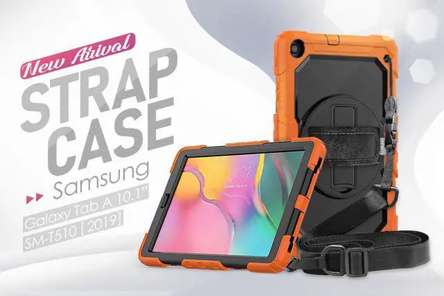 Alt view image 6 of 7 - Werleo Samsung Galaxy Tab A 10.1 Case with 360 Rotating Stand Shoulder Strap Heavy Duty Full-Body Shockproof Protective Cover with Pencil Holder & Screen Protector for Galaxy Tab A 10.1 SM-T510 T515