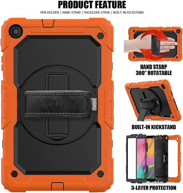 Alt view image 5 of 7 - Werleo Samsung Galaxy Tab A 10.1 Case with 360 Rotating Stand Shoulder Strap Heavy Duty Full-Body Shockproof Protective Cover with Pencil Holder & Screen Protector for Galaxy Tab A 10.1 SM-T510 T515