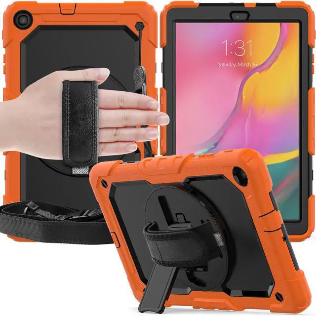 Alt view image 2 of 7 - Werleo Samsung Galaxy Tab A 10.1 Case with 360 Rotating Stand Shoulder Strap Heavy Duty Full-Body Shockproof Protective Cover with Pencil Holder & Screen Protector for Galaxy Tab A 10.1 SM-T510 T515