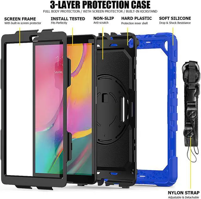Alt view image 6 of 7 - Werleo Samsung Galaxy Tab A 10.1 Case with 360 Rotating Stand Shoulder Strap Heavy Duty Full-Body Shockproof Protective Cover with Pencil Holder & Screen Protector for Galaxy Tab A 10.1 SM-T510 T515