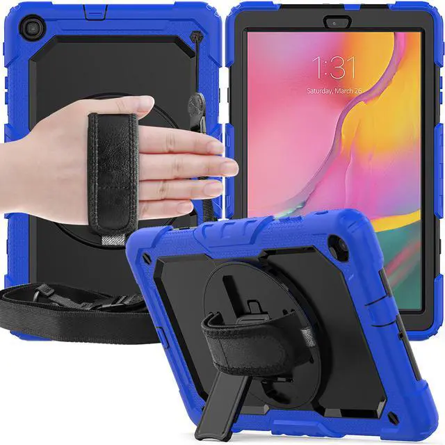 Alt view image 2 of 7 - Werleo Samsung Galaxy Tab A 10.1 Case with 360 Rotating Stand Shoulder Strap Heavy Duty Full-Body Shockproof Protective Cover with Pencil Holder & Screen Protector for Galaxy Tab A 10.1 SM-T510 T515