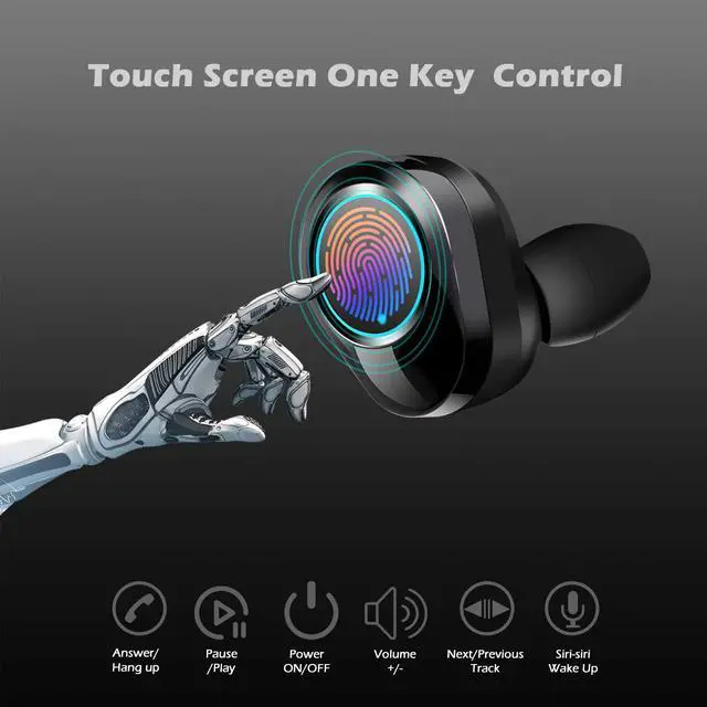 Alt view image 3 of 7 - Earbuds Bluetooth wireless WERLEO True Wireless Bluetooth 5.0 Earphones with Intelligent LED Display Touch Screen One Key Control Auto Pairing Headphones IPX68 Waterproof 3500mA 110H Play Time Case