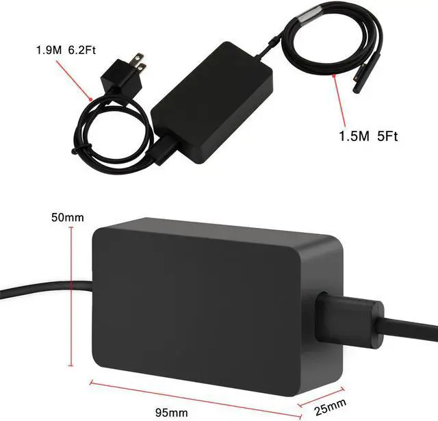Alt view image 3 of 7 - Werleo 15V 2.58A Surface 44W Power Supply for Surface Pro 6 Charger Surface Laptop 2 Pro 5 Pro 4 Pro 3 Go Microsoft 1800 Surface 44W Power Ac Adapter Cord with 5V USB Port and US Extension Cord