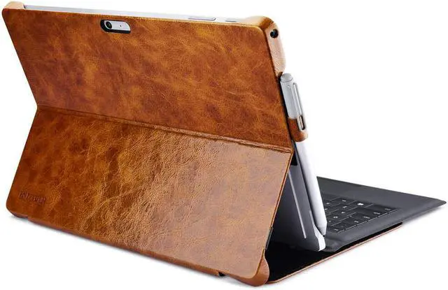Alt view image 3 of 7 - Surface Pro 6 Case New Surface Pro 2017 Leather Case Genuine Leather Magnetic Snap with Kickstand / Keyboard Cover & Pen Holder Folio Flip Case for Microsoft Surface Pro 4 / Pro 5 / Pro 6